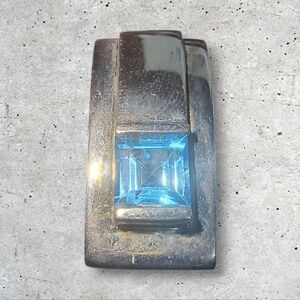 Vintage Blue Topaz And Sterling Silver Art Deco Pendant